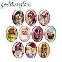 Adoráveis cachorros amor animais de estimação 13x1 8mm/18x2 5mm/30x40mm oval foto cabochão de vidro demonstração fundo plano descobertas tb0013 2024 - compre barato