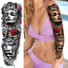 Водонепроницаемые Временные татуировки для мужчин череп розы татуировки механический робот татуировки для женщин лицо тату наклейки воды тату водонепроницаемый 2024 - купить недорого