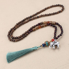 Boho Nepal Ethnic Necklaces Wood Beads Maxi Long Fashion Elephant Tribal Jewelry OM Sign Statement Tassel Necklace For Women 2024 - buy cheap