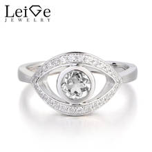 Leige Jewelry Natural  White Topaz Ring Engagement Ring Round Cut Gemstone November Birthstone Solid 925 Sterling Silver Gifts 2024 - buy cheap