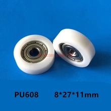 Miniature bearings 608 plastic coated rubber bearing 8*27*11mm flat bearing pulley nylon roller hardware 2024 - buy cheap