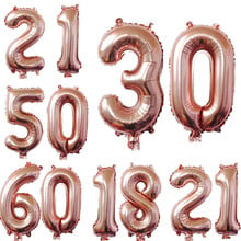 Giant Rose Gold 40 Inch 21th 30th 18th Birthday Helium Foil Mylar Balloon Birthday Party Adult Number Decorations 2024 - buy cheap