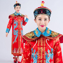 Dragon Chinese Traditional  Emperor Costume  Ancient Queen Dance Cosplay Costume Women Qing Dynasty Clothing Cheongsam with Hat 2024 - buy cheap
