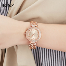 BIZNI-Reloj de lujo para mujer, pulsera de diamantes de imitación de oro rosa y plata, resistente al agua, 2020 2024 - compra barato