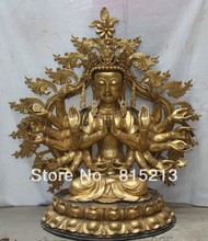 Estatua de Buda tibetano de 34 pulgadas, estatua de bronce dorado de 18 manos de budismo tibetano, bi00480 2024 - compra barato