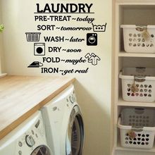 Laundry Room Vinyl Wall Decal Wash Dry Fold Iron Quote Wall Sticker Laundry Room Decoration Wall Mural Removable Wallpaper AY981 2024 - buy cheap