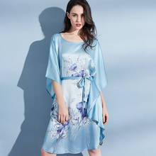 Ladies 100% Silk Robe Sleepshirt Female Silk Sleepwear for Women Over-size Nightgowns Round Neck 16m/m Real Silk Sleeping Robe 2024 - buy cheap
