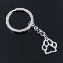 New Fashion Men 30mm Keychain DIY Metal Holder Chain Vintage Dog Bear Paw 19x17mm Silver Color Pendant Gift 2024 - buy cheap