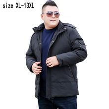 Новое поступление, Модный высококачественный супер большой мужской повседневный теплый толстый пуховик с капюшоном, свободный пуховик на молнии, пальто, большие размеры XL-12XL13XL 2024 - купить недорого