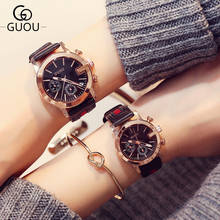 AAA Famous Brand GUOU Lovers Watches Women Lady Girl Men Female Calendar Dress Fashion Casual Clock Quartz-watch 30m Waterproof 2024 - buy cheap