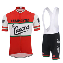 Conjunto de ropa de ciclismo del equipo de España, jersey de manga corta y pantalones cortos con almohadilla de Gel, color rojo y negro 2024 - compra barato