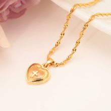 gold Pendant WITH necklace Gold filled  Romantic Love Heart cross Vintage Jewelry Women girls Valentine's Day Gift  mother gift 2024 - buy cheap