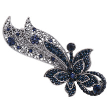 Blue Peacock Hairpins Rhinestone Crystal Flower Leaf Hair Clip Barrettes Vintage Hair Accessories Jewelry For Women Girls 2024 - buy cheap