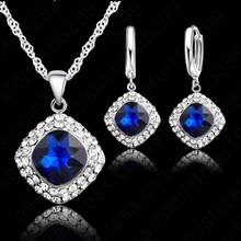 925 Sterling Silver Crystal Necklace Jewelry Set Colorful Crystal Rhinestone Necklace Earring Jewelry Promotion Price 2024 - buy cheap