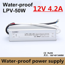 LPV-50-12V Светодиодный драйвер Водонепроницаемый Импульсный источник питания 50 Вт Выход 12 В 4.2A ac dc трансформатор IP67 для наружного использования 2024 - купить недорого