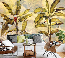 wellyu Custom wallpaper 3d обои Southeast Asian style banana leaf TV background decorative painting papel de parede 3d wallpaper 2024 - купить недорого