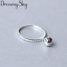 Винтажные серебряные кольца с хрустальным шариком для женщин, женские роскошные большие кольца на палец, подарки для девочек, кольца 2024 - купить недорого