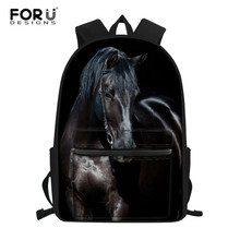 FORUDESIGNS Black Horse School Bag Set For Teen Boys Girls Cute Student Kids Schoolbag Primary Children Bookbag Mochila Gift 2024 - buy cheap