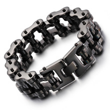 Black 22mm men 's bracelet titanium steel punk  jewelry  tide boys fashion accessories wholesale 2024 - buy cheap