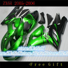 Motorcycle Fairing kit for KAWASAKI Ninja ZX6R 05 06 ZX6R 636 2005 2006 Green gloss black ABS Fairings set-Nn for Ninja 2024 - buy cheap