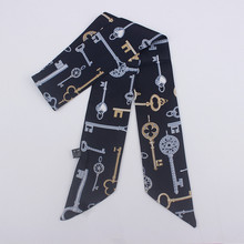 Сумка шарф новый роскошный бренд женский маленький саржевый шелковый шарф с принтом для ключей шарф с ручкой сумка с лентами модный галстук длинные шарфы 2024 - купить недорого