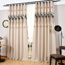 The peacock embroidered  curtain  modern minimalist living room / bedroom curtains Beige animal free shipping 2024 - buy cheap