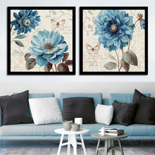 Minimalista Casamento Casa Decoração Da Arte Da Lona Bela Flor Azul Estilo Nórdico Impressão Pintura Poster HD Modular de Parede Fotos 2024 - compre barato