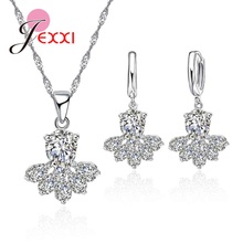 Women Crystal Necklaces Earring Set For Wedding Engagement Accessory Female 925 Sterling Silver Anniversary Jewelry Sets 2024 - buy cheap