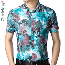 2019 brand casual summer short sleeve slim fit floral hawaiian shirt men streetwear social dress mens shirts fashions jersey 216 2024 - buy cheap