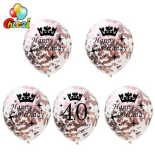 5pcs Birthday Balloon Round Helium Globos 18 21 30 40 50 60 Years Old Decor Gold Silver Rose Gold Confetti Balloon Girl' Gifts 2024 - buy cheap