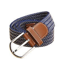 Cinturón de lona elástico de moda para hombres y mujeres, cinturón de lona elástico, hebilla de Metal de cuero, cinturón de punto, cinturones trenzados 2024 - compra barato