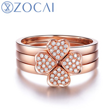 ZOCAI 3 PCS RING 18K ROSE GOLD  0.17 CT DIAMOND RING 1 BOWKNOT SHAPE DIAMOND RING AND 2 HEART SHAPE DIAMOND RING W05893 2024 - buy cheap