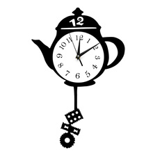 Reloj de pared colgante con tetera y bolsa de té, reloj de pared con diseño de péndulo oscilante, ideal para decoración del hogar, cocina y galletas 2024 - compra barato