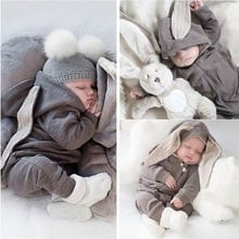 Bonito coelho orelha com capuz macacão de bebê para bebês meninos meninas roupas recém-nascidos marcas macacão infantil traje zíper outfit 2024 - compre barato