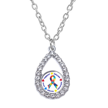 New autism jigsaw ribbon sticker metal pendant necklace love support educate advocate accept autistic patient jewelry necklaces 2024 - buy cheap