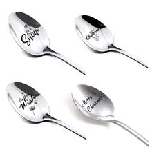 Merry Christmas Gift Present New Year Stainless Steel Spoon Long Spoon Party Favor Birthday Gift For Girlfriend Boyfriend 2024 - buy cheap