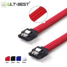 ULT-BEST, оптовая продажа, 100 шт., 50 см, SATA 3,0 III, SATA3, 7pin, кабель для передачи данных, 6 ГБ/сек., SSD кабели, жесткий диск, шнур для передачи данных с нейлоновыми рукавами 2024 - купить недорого
