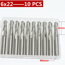 10 PCS-6mm*22mm,CNC machine insert router bit,solid carbide milling cutter,2 flutes ball nose end mill,relief woodworking 2024 - buy cheap