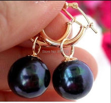 Wholesale  >>>HUGE AAA+ 16mm black round SHELL pearl earrings 2024 - buy cheap