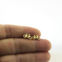 1Pair Bicycle Earrings Stainless Steel Earring Golden Sporty Bike Ear Studs Women Kids Girls Jewelry Xmas Gift 2024 - buy cheap