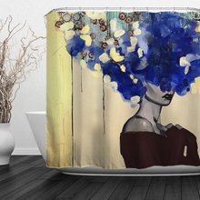 Afro African American Black Girl Shower Curtain Rock Watercolor Afro Hair Girl Lady Hip Pop Bathroom Decor 2024 - buy cheap