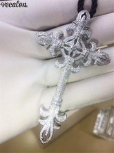 Vecalon Unique Flower Cross pendant 925 Sterling silver 5A Cz Stone cross Pendant necklace for Women Men Party Wedding Jewelry 2024 - buy cheap