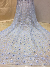 2018 new 5yards/bag  best quality  embroidery tulle mesh lace with  beads for sawing bridal wedding dress BZL-101211 2024 - buy cheap