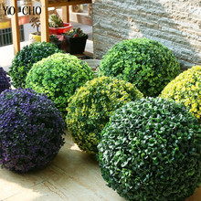 Yo cho bola de plástico artificial com imitação de grama, grandes flores verdes para decoração de casa e jardim ao ar livre 2024 - compre barato