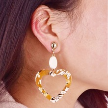 New Fashion Acrylic Resin Round Heart Star Dangle Earrings For Women Geometry Big Circle  Earrings Female Jewelry Party Gift 2024 - buy cheap