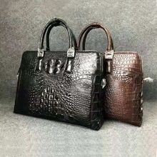 Роскошный высококачественный мужской портфель из натуральной крокодиловой кожи, модная деловая сумка из натуральной кожи аллигатора UBEJ0007 2024 - купить недорого