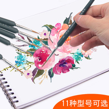 Caneta gancho pintura pó-água, 11 peças-pintada à mão aquarela weasel cauda cabelo escova de pintura chinesa suprimentos de arte conjunto de papelaria 2024 - compre barato