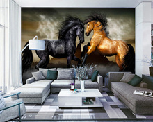 Papel de parede personalizado cavalo 3d, pintura a óleo cavalo para a sala de estar quarto plano de fundo de parede à prova d' água de tecido 2024 - compre barato