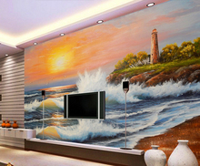 Personalizado papel de parede do vintage, seascape pintura a óleo, 3d mural para sala estar quarto tv pano de fundo papel de parede à prova dwaterproof água 2024 - compre barato