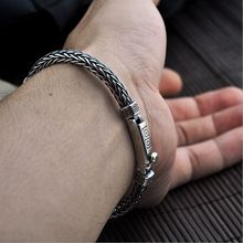 Pulsera tejida a mano con relieve de plata S925 para hombre y mujer, brazalete de plata tailandesa con personalidad, 100% 2024 - compra barato